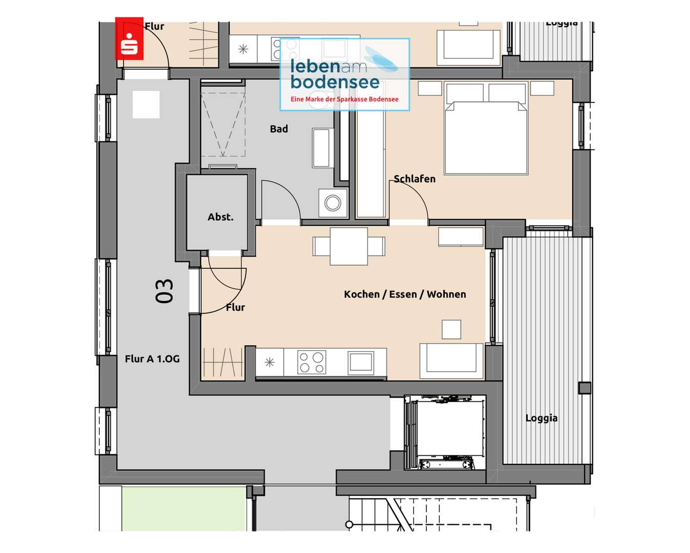 Grundriss Wohnung 2. OG A05 Grundriss Wohnung 2. OG A05 - Etagenwohnung in 88069 Tettnang mit 45m² kaufen