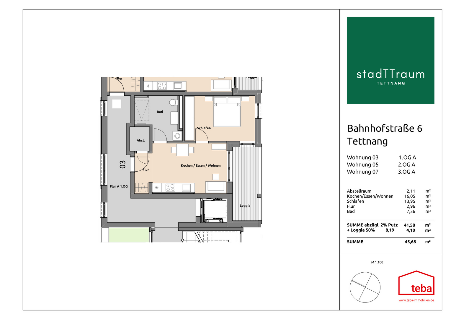 Wohnung 3. OG A07 - Etagenwohnung in 88069 Tettnang mit 45m² kaufen