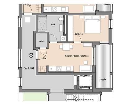 Grundriss Wohnung 3. OG A07 - Etagenwohnung in 88069 Tettnang mit 45m² kaufen