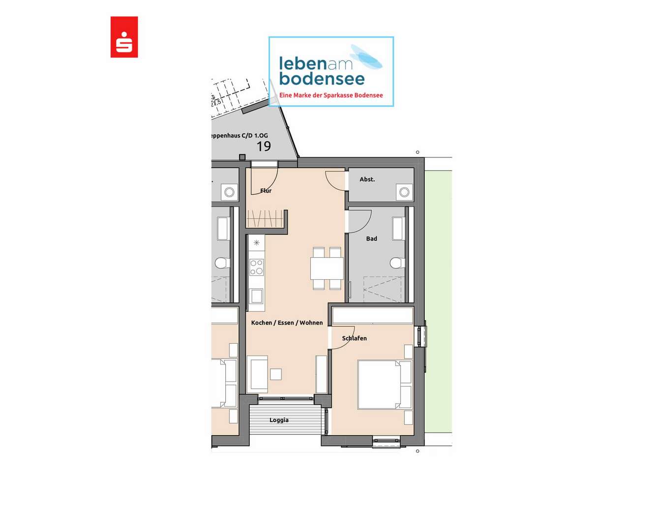 Grundriss Wohnung C23 3.OG - Etagenwohnung in 88069 Tettnang mit 51m² kaufen
