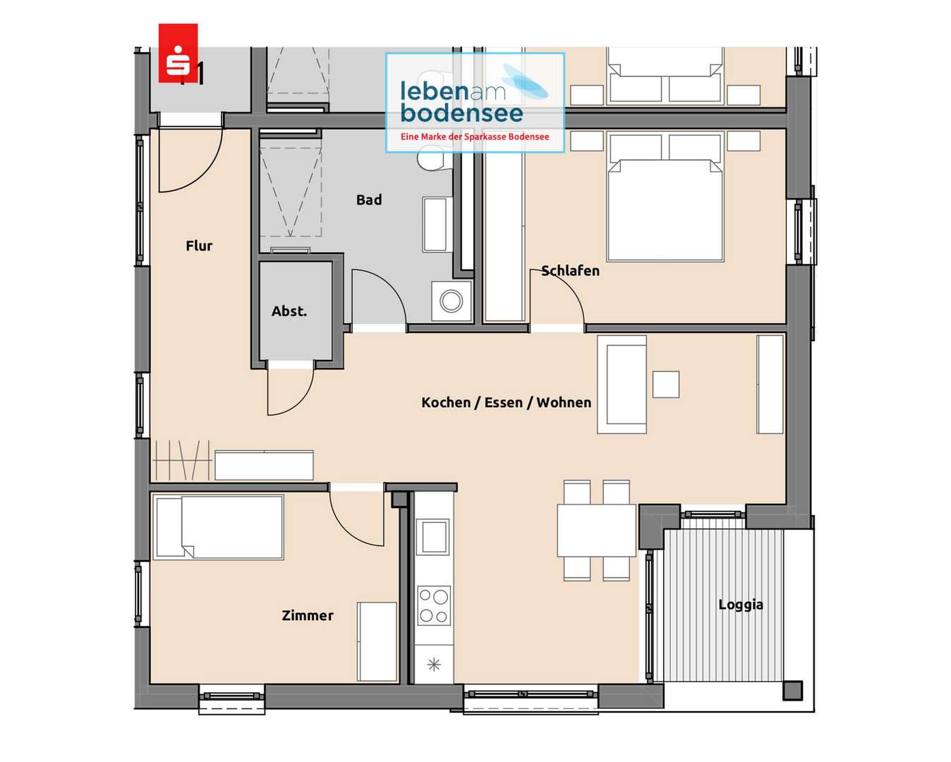 Grundriss Wohnung 1.OG B11 - Etagenwohnung in 88069 Tettnang mit 73m² kaufen