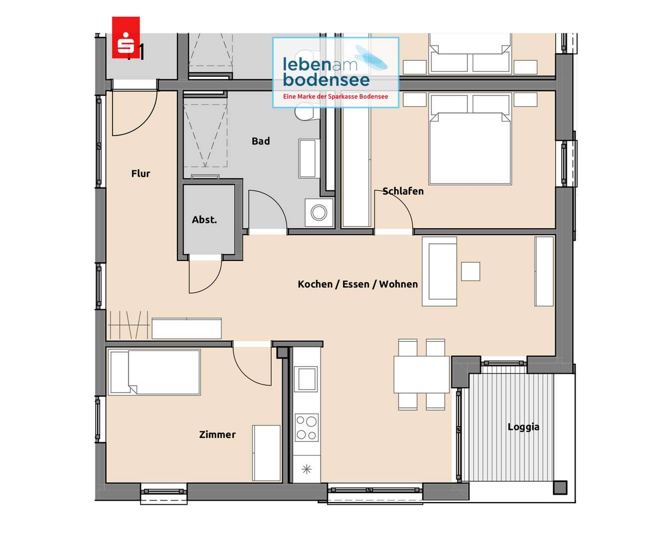 Grundriss Wohnung 2.OG B14 Grundriss Wohnung 2.OG B14 - Etagenwohnung in 88069 Tettnang mit 73m² kaufen