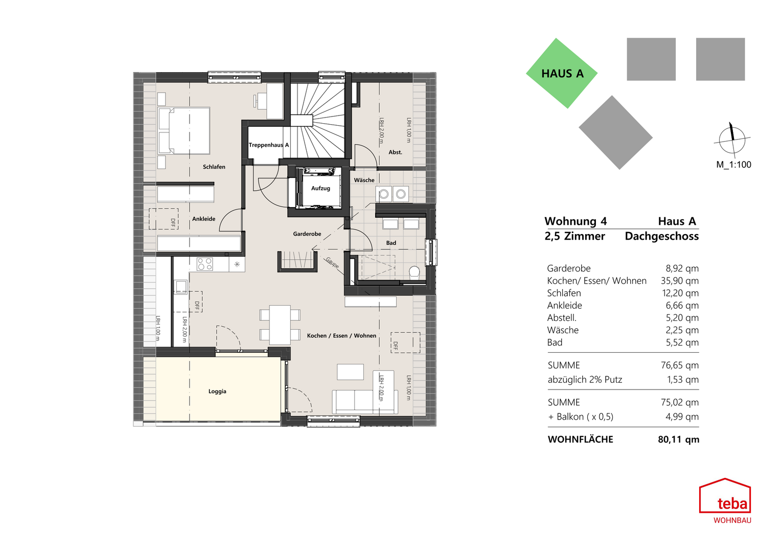 Wohnung 4 - DG Haus A - Dachgeschosswohnung in 88085 Langenargen mit 80m² kaufen
