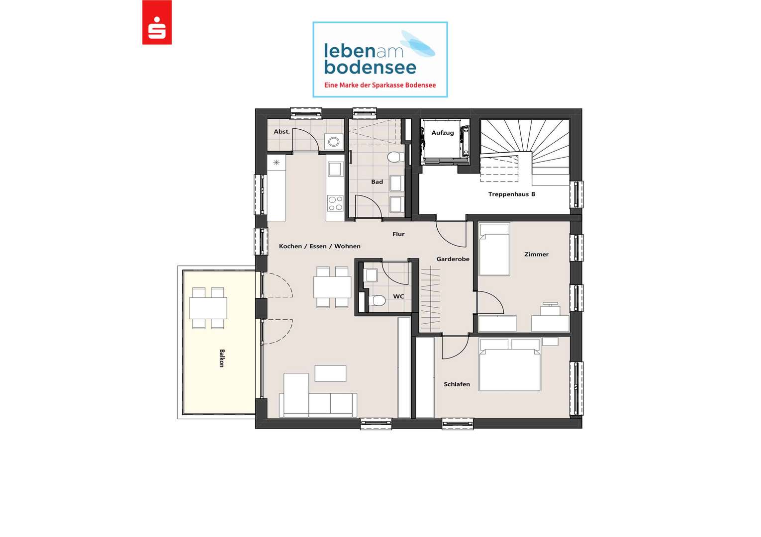 Wohnung 6 - 1.OG Haus B - Dachgeschosswohnung in 88085 Langenargen mit 90m² kaufen