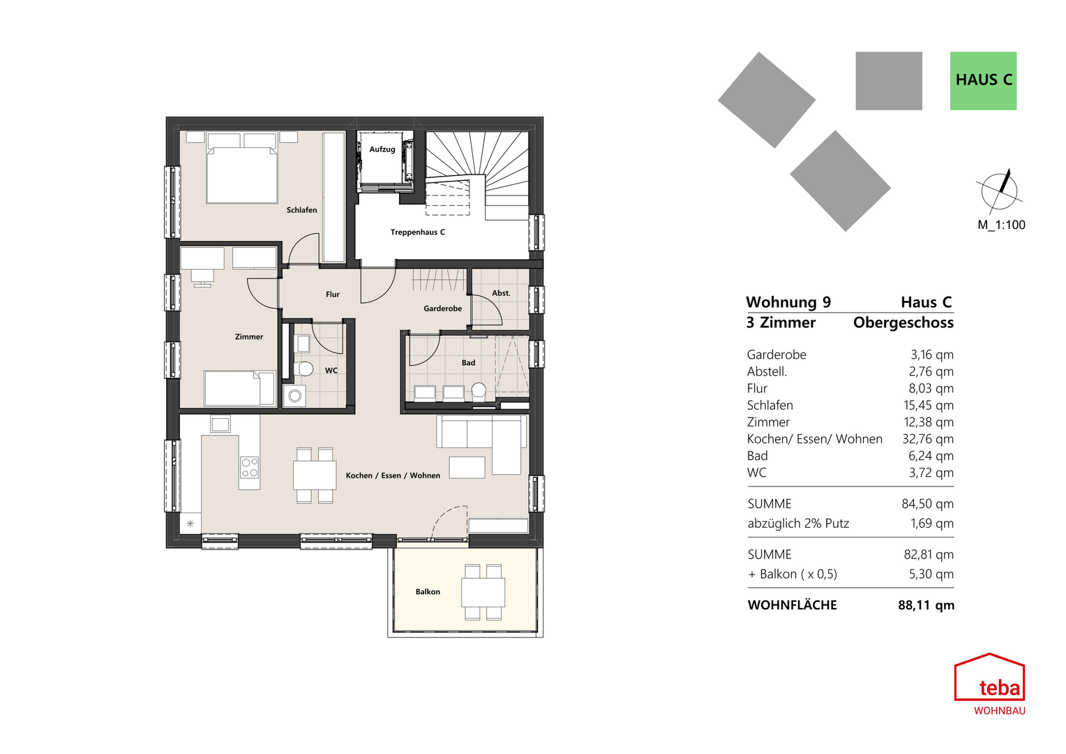 Wohnung 9 - 1.OG Haus C - Etagenwohnung in 88085 Langenargen mit 88m² kaufen