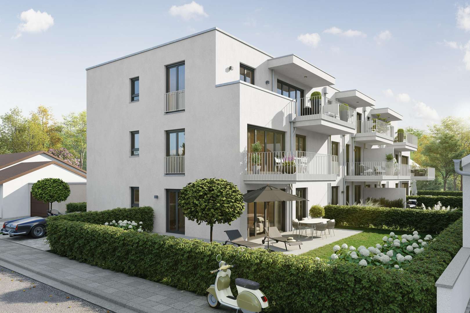 Visualisierung Gartenansicht WHG 1 - Erdgeschosswohnung in 82110 Germering mit 95m² kaufen