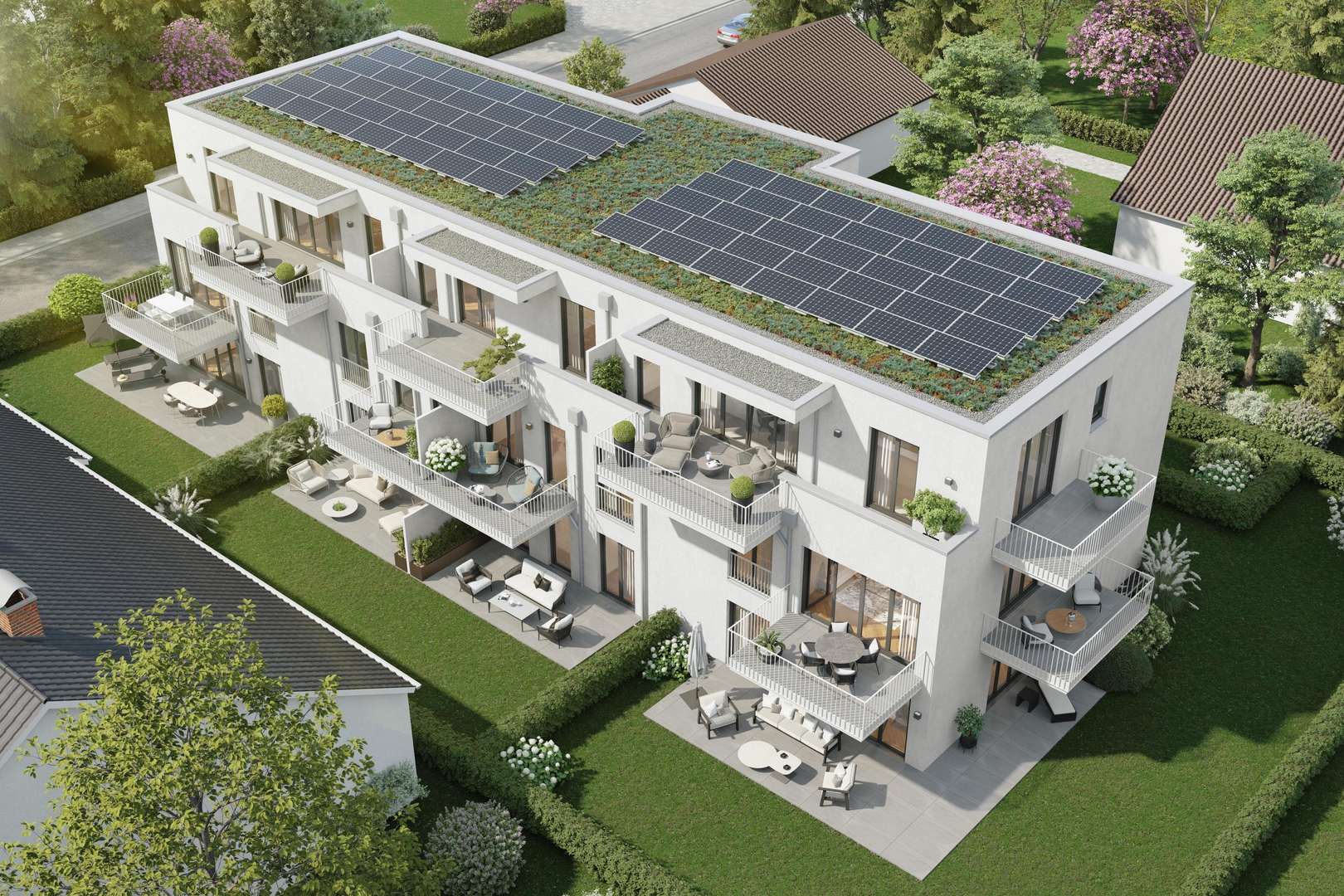 Visualisierung Vogelperspektive - Erdgeschosswohnung in 82110 Germering mit 83m² kaufen