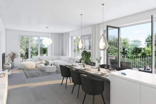 Visualisierung Wohnzimmer WHG 11 Visualisierung Wohnzimmer WHG 11 - Etagenwohnung in 82110 Germering mit 88m² kaufen