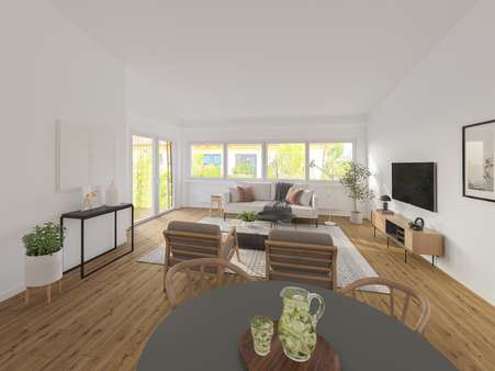 Renovierungsbeispiel Wohnzimmer - Bungalow in 82178 Puchheim mit 94m² kaufen