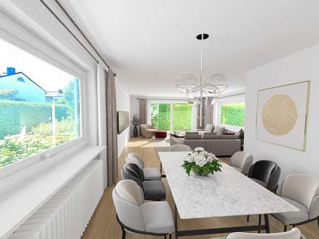 Renovierungsbeispiel Wohnzimmer - Bungalow in 82223 Eichenau mit 146m² kaufen