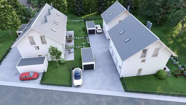 Visualisierung Vogelperspektive - Doppelhaushälfte in 82110 Germering mit 117m² kaufen
