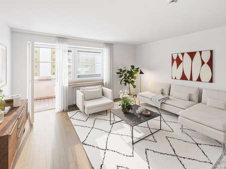 Einrichtungsbeispiel Wohnraum - Etagenwohnung in 80995 München mit 33m² kaufen