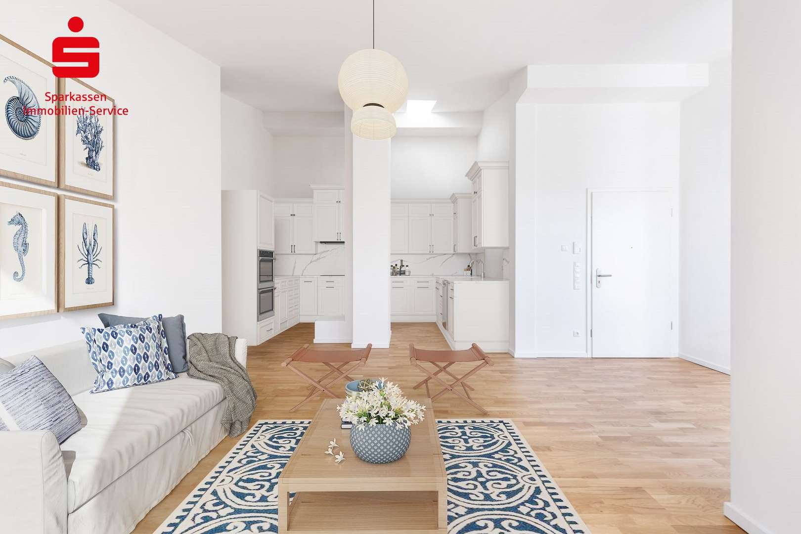 Blick von Wohnraum auf Küche - Dachgeschosswohnung in 81541 München mit 84m² kaufen