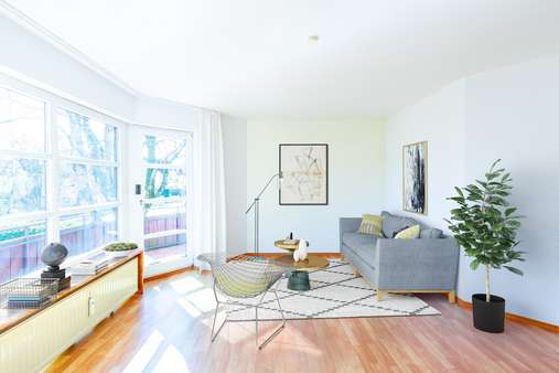 Wohnzimmer Einrichtungsbsp. - Etagenwohnung in 81827 München mit 63m² kaufen