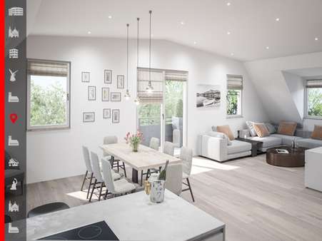 Wohnzimmer Visualisierung - Dachgeschosswohnung in 81827 München mit 125m² kaufen