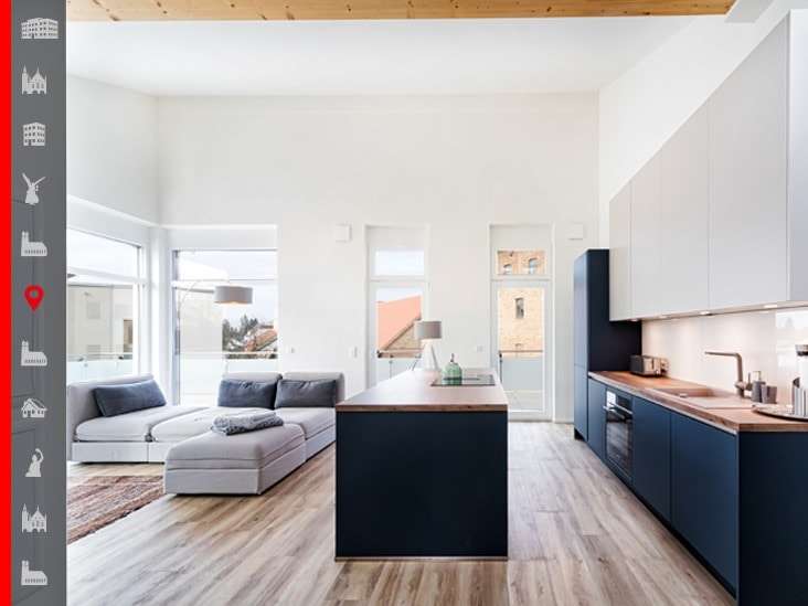 Offener Wohnbereich mit Küche - Dachgeschosswohnung in 86830 Schwabmünchen mit 131m² kaufen