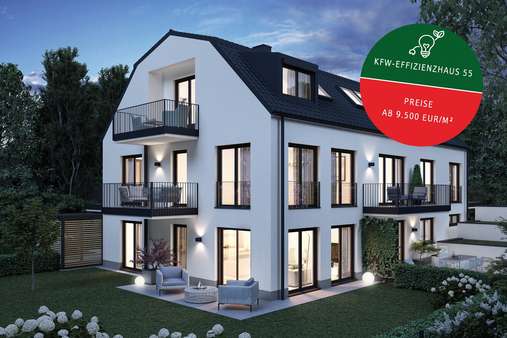 Hausansicht Visualisierung - Erdgeschosswohnung in 81827 München mit 53m² kaufen