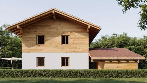 Hausansicht - Visualisierung Hausansicht - Visualisierung - Einfamilienhaus in 83080 Oberaudorf mit 153m² kaufen