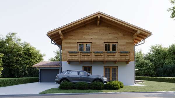 Hausansicht - Visualisierung Hausansicht - Visualisierung - Einfamilienhaus in 83080 Oberaudorf mit 153m² kaufen