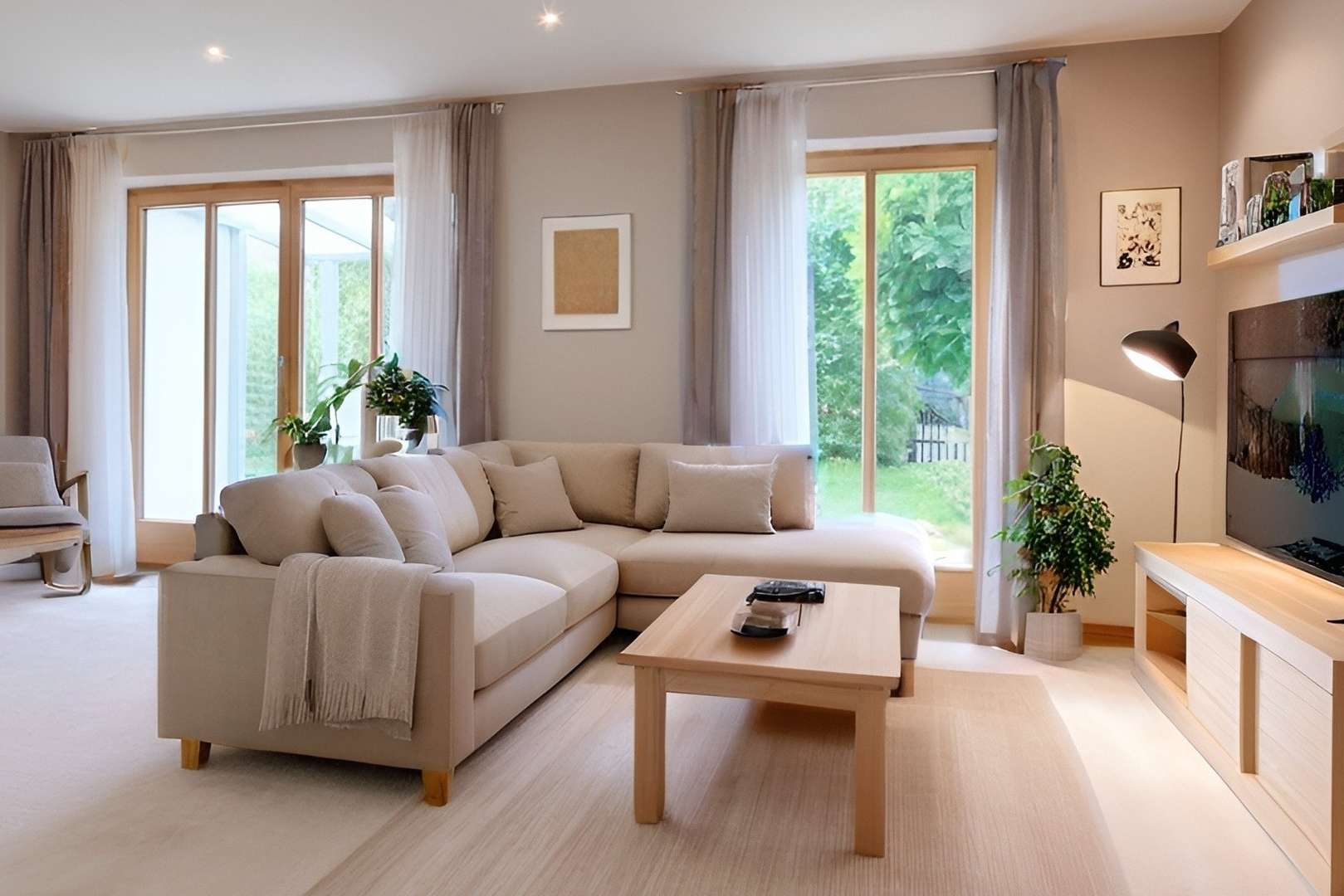 Wohnzimmer Einrichtungsbeispiel Wohnzimmer Einrichtungsbeispiel - Reihenmittelhaus in 85560 Ebersberg mit 119m² kaufen