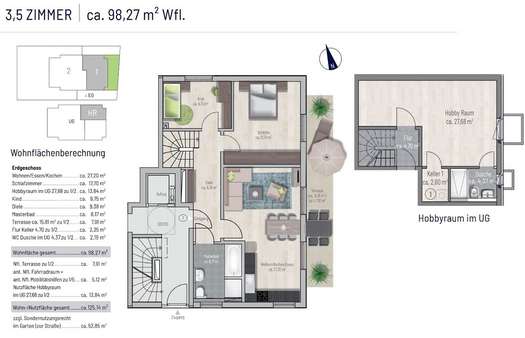 EG rechts ca. 98,27 m² Wfl. EG rechts ca. 98,27 m² Wfl. - Erdgeschosswohnung in 81739 München mit 98m² kaufen