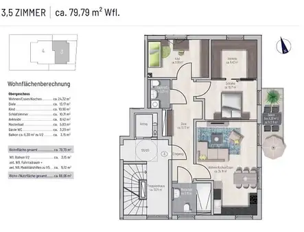 Neubau: Wunderschöne 3,5-Zimmer-Eigentumswohnung mit großem, sonnigem Balkon 