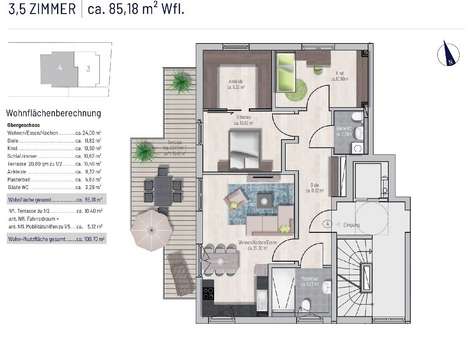 OG links ca. 85,18 m² Wfl. - Etagenwohnung in 81739 München mit 85m² kaufen