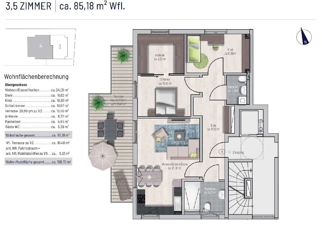 OG links ca. 85,18 m² Wfl.