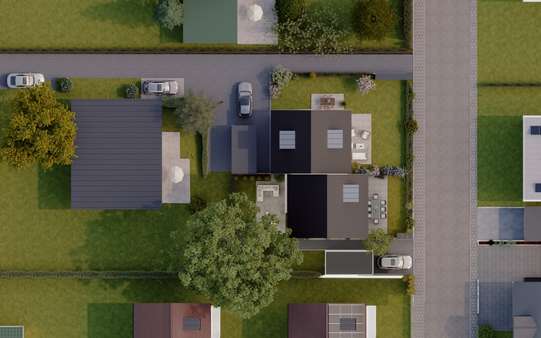 Lage im Grundstück von oben - Doppelhaushälfte in 85540 Haar mit 153m² kaufen