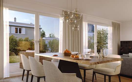 Aussicht auf SO-Terrasse - Doppelhaushälfte in 85540 Haar mit 157m² kaufen