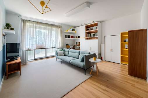 Wohnzimmer Visualisierung - Erdgeschosswohnung in 85757 Karlsfeld mit 53m² kaufen