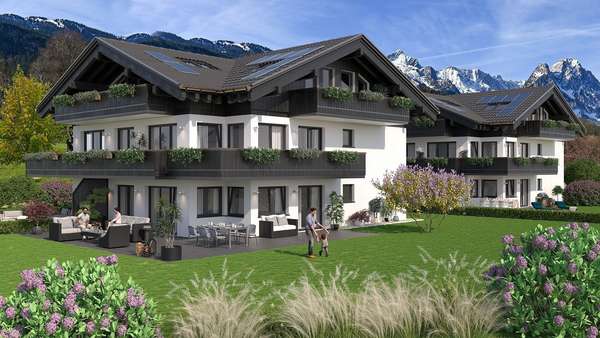 Visualisierung Hausansicht - Etagenwohnung in 82467 Garmisch-Partenkirchen mit 77m² kaufen