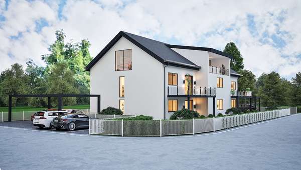 Süddansicht (Rendering) - Dachgeschosswohnung in 82380 Peißenberg mit 143m² kaufen