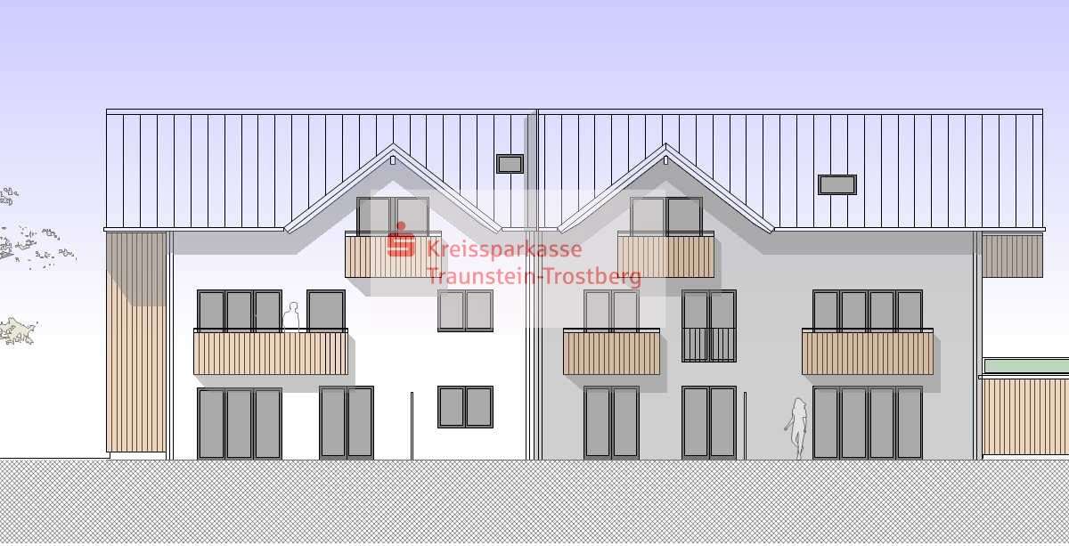 Südansicht - Erdgeschosswohnung in 83329 Waging a. See mit 79m² kaufen