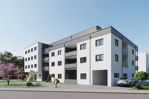 Süd-West-Ansicht - Erdgeschosswohnung in 83301 Traunreut mit 92m² kaufen