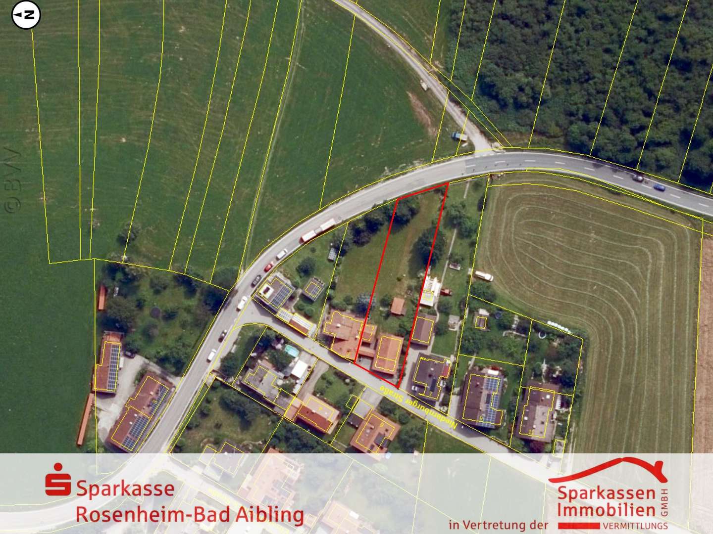 Luftbild (BVV, Nr. 2421/3, Bayerische Vermessungsverwaltung 2024, geoportal.bayern.de, EuroGeographics) - Grundstück in 83134 Prutting mit 1414m² kaufen