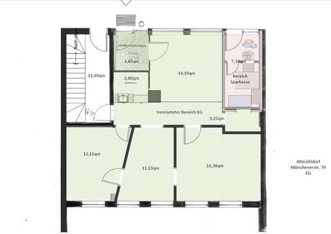 EG Altmühldorf - Büro in 84453 Mühldorf mit 70m² mieten