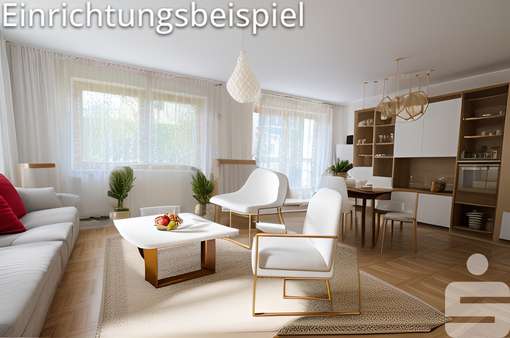 Einrichtungsbeispiel Wohnzimmer - Doppelhaushälfte in 84543 Winhöring mit 139m² kaufen