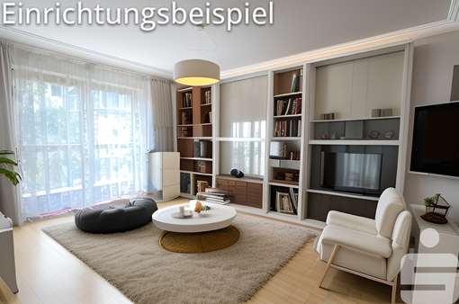 Einrichtungsbeispiel Wohnzimmer - Doppelhaushälfte in 84543 Winhöring mit 139m² kaufen