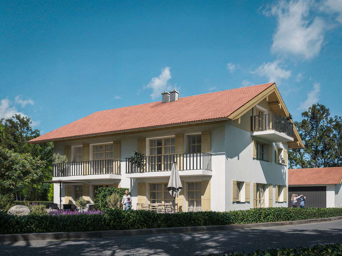 Außenvisualisierung Außenvisualisierung - Doppelhaushälfte in 83737 Irschenberg mit 144m² kaufen