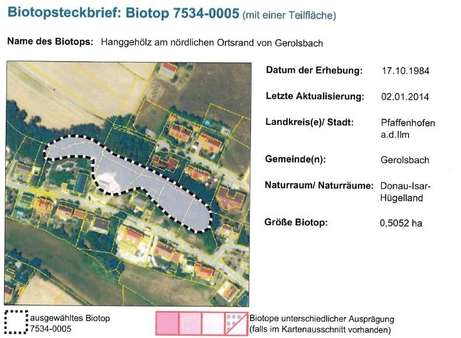 Lagekarte Biotop - Grundstück in 85302 Gerolsbach mit 1406m² kaufen
