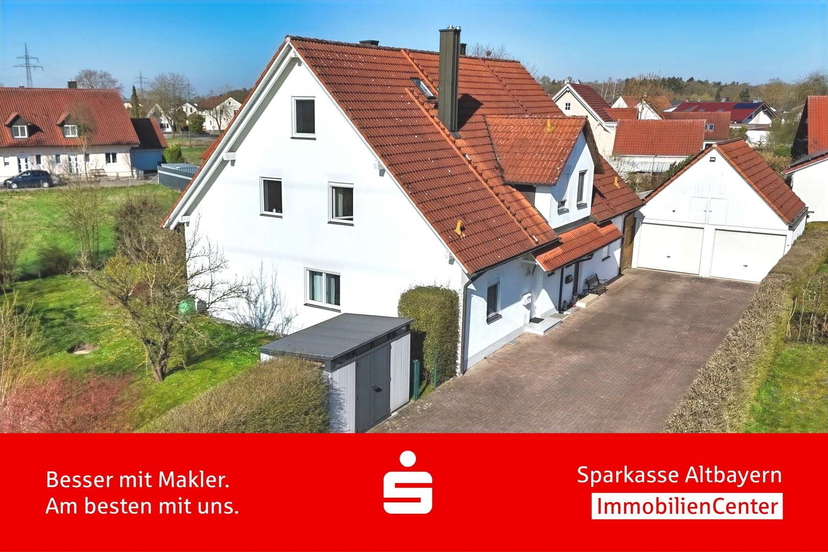 Luftaufnahme - Doppelhaushälfte in 86706 Weichering mit 118m² kaufen