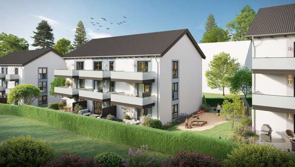 Visualisierung Ansicht von Westen Visualisierung Ansicht von Westen - Erdgeschosswohnung in 86316 Friedberg mit 70m² kaufen