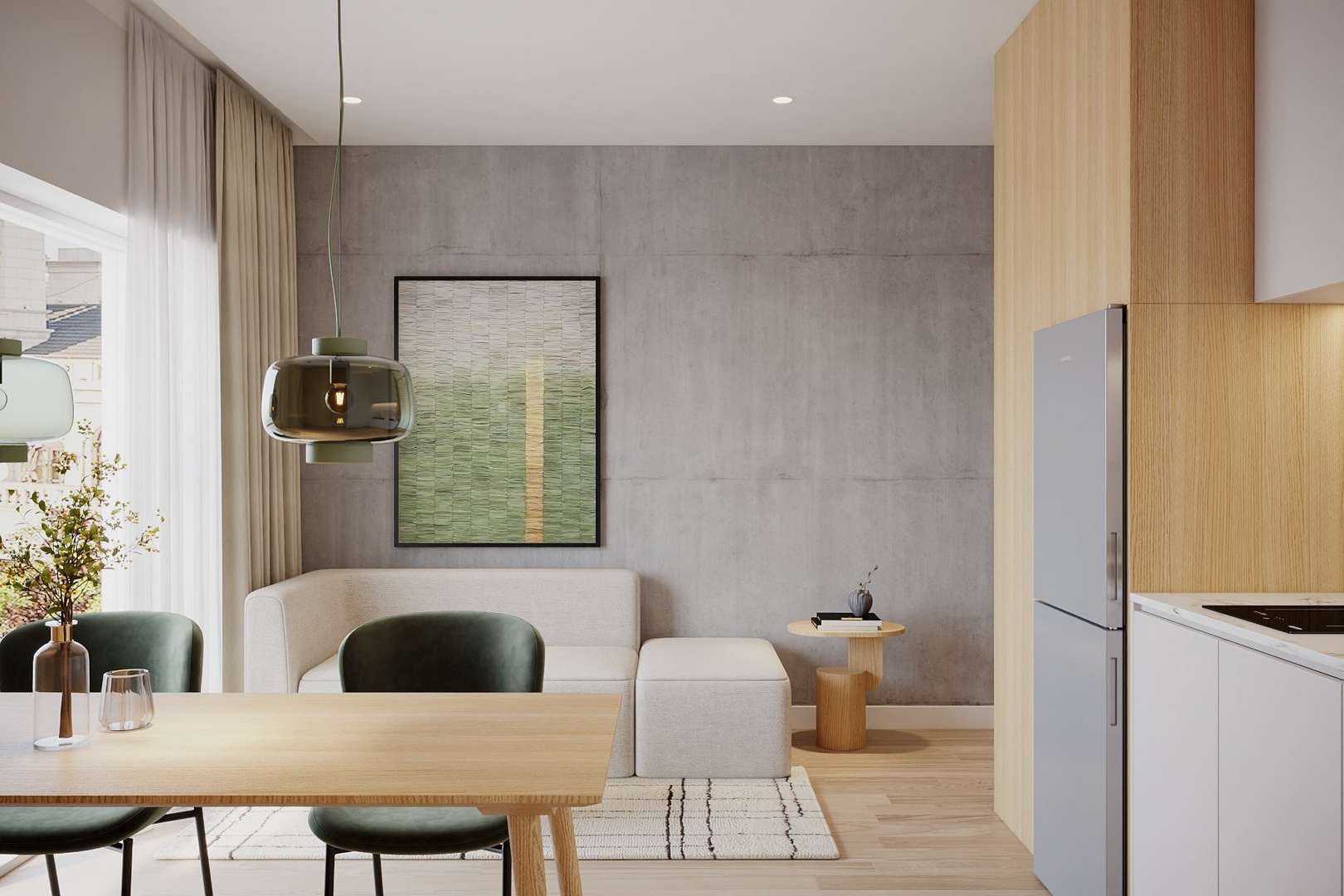 Heller Wohnraum mit ansprechender Kombination von Holz und Beton Heller Wohnraum mit ansprechender Kombination von Holz und Beton - Etagenwohnung in 87616 Marktoberdorf mit 41m² kaufen