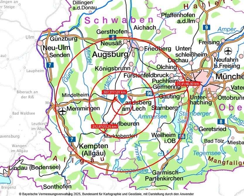 Zentrale Lage zu den südlichen Metropolen Bayerns