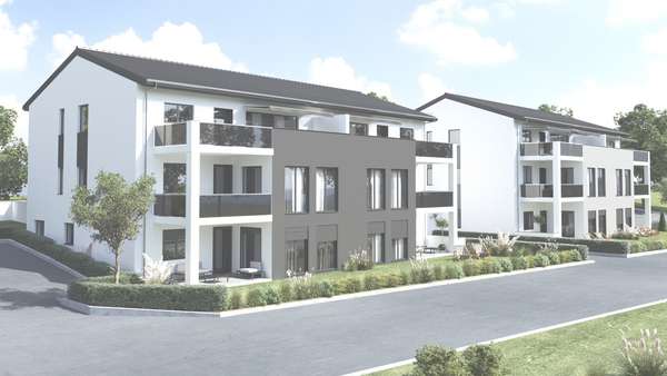 Außenvisualisierung Balkonseite - Erdgeschosswohnung in 94036 Passau mit 85m² mieten