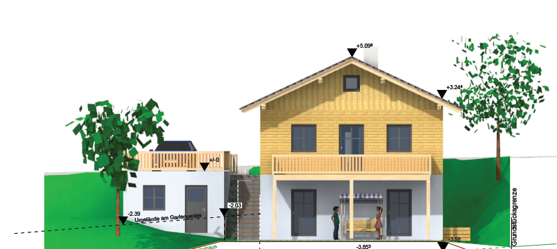 Südwestansicht der Bauplanung Südwestansicht der Bauplanung - Grundstück in 94124 Büchlberg mit 792m² kaufen