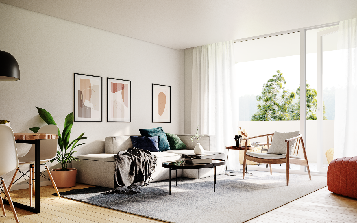 Wohnbereich Beispielvisualisierung - Etagenwohnung in 94469 Deggendorf mit 73m² kaufen