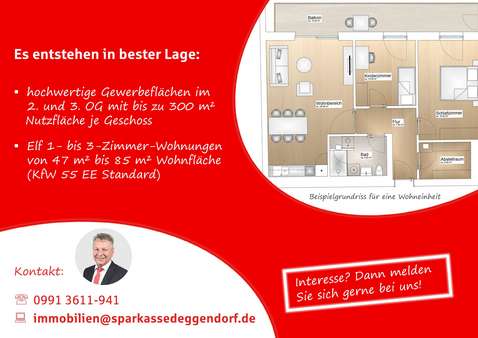 Gewerbeeinheiten zur MIETE - Bürohaus in 94447 Plattling mit 600m² mieten