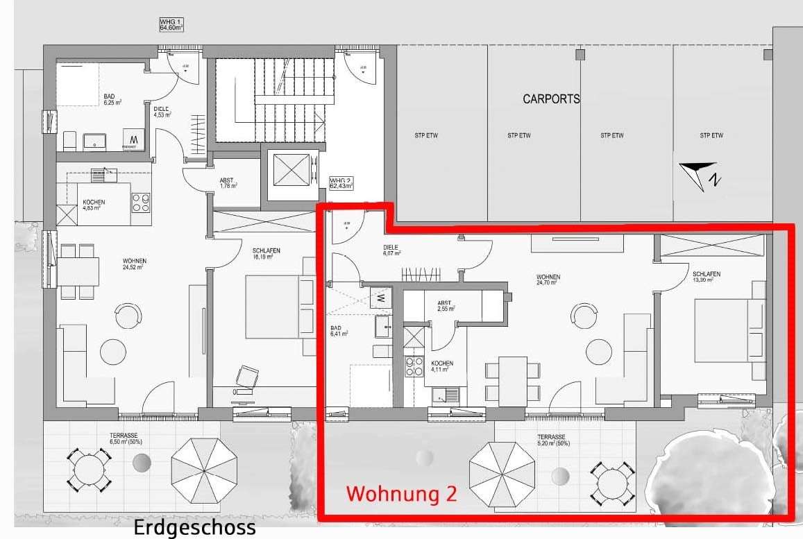 10463-GR-Wohnung 2 10463-GR-Wohnung 2 - Erdgeschosswohnung in 93342 Saal mit 62m² kaufen